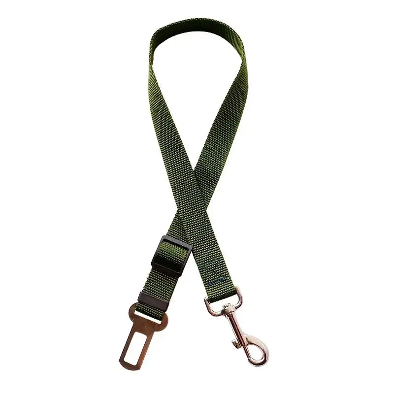 Dog Car Seat Belt Secure Travel Lever Clip Design For Universal Adjustable Fit Durable Polyester - green adjustable leash with metal lever clip and seatbelt buckle