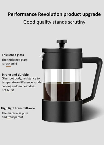 French Press - Bold Flavor + Heat Resistant Borosilicate Glass 350/600/1000ml thickened glass coffee maker