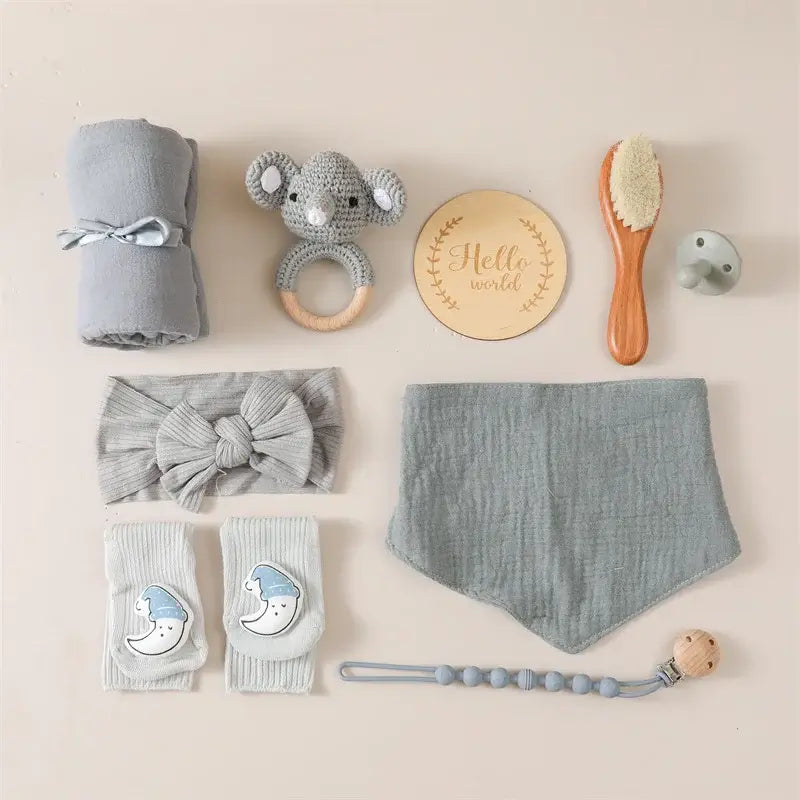 Baby Bath Set Blanket Wooden Brush Newborn Milestones Monthly Cards Bath Toys for Babies Infant Photograph Props Birth Gifts Box by Inovia Store
