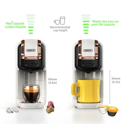 Fresh Coffee in Seconds – Nespresso & Dolce Gusto Compatible compact HiBREW 5‑in‑1 capsule and ground coffee espresso machine