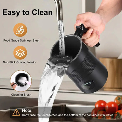 Milk Frother - Café-Quality Foam In Seconds + 4-In-1 pouring water for easy cleaning, non-stick interior and food-grade stainless steel
