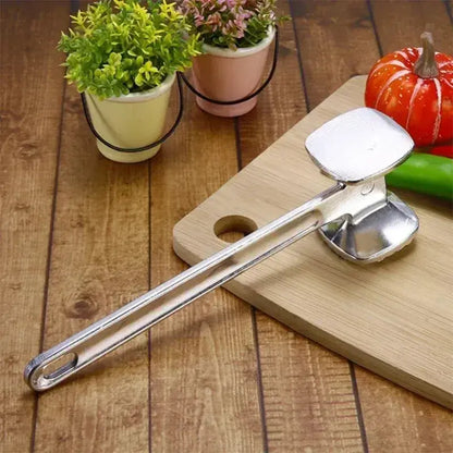 Meat Tenderizer – Evenly Tenderizes Beef, Veal, Pork + Double-Sided Aluminum Hammer for Quick Prep on wooden board with vegetables