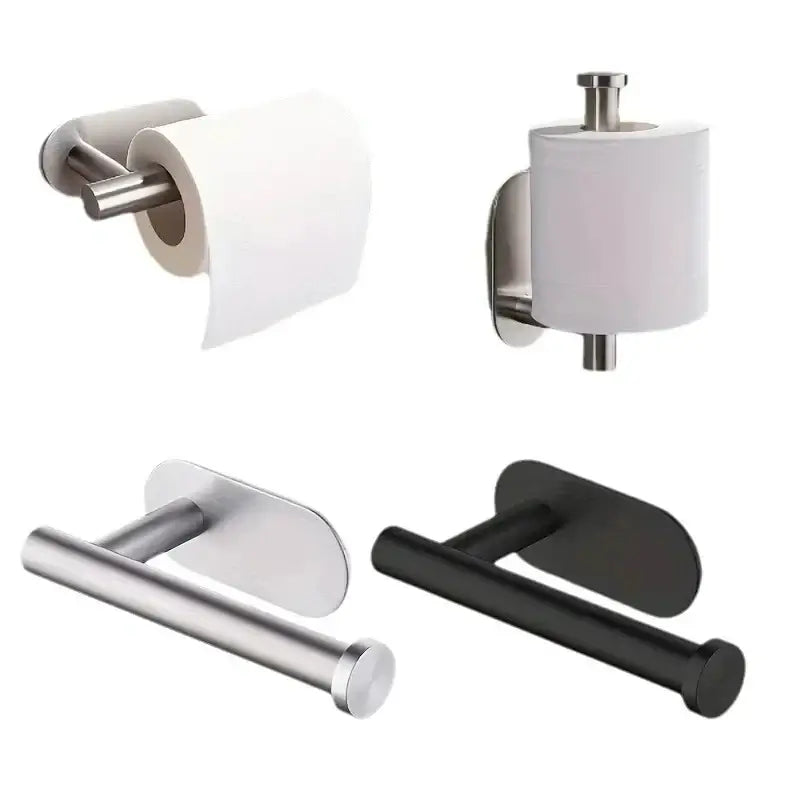 Paper Roll Holder – Moisture-Resistant + Drill-Free Wall Mount stainless steel wall-mounted paper towel holder, no-drill installation, compact design