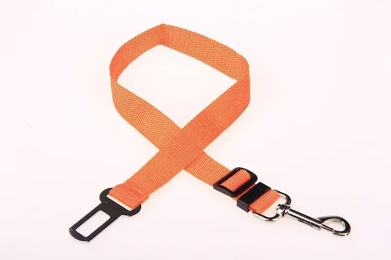Dog Car Harness – Calm, Secure Rides On Every Trip For Safer, Stress-Free Travel + Quick-Release Clip orange nylon tether with quick-release clip and seatbelt buckle