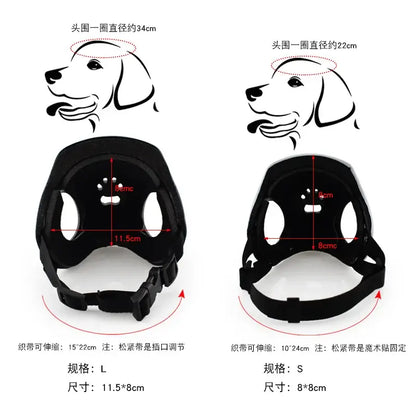 Pet Helmet – Bump-Proof Outdoor Head Protection + PU Outer Shell black adjustable size chart for dogs and cats, ventilated EVA padding