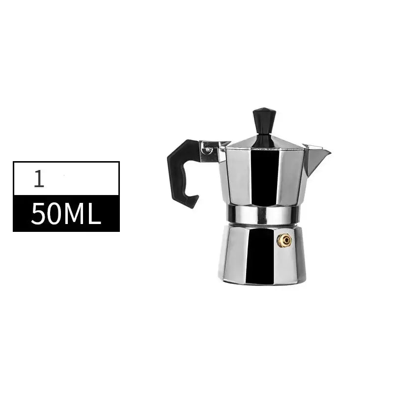 Moka Pot – Café-Quality Espresso At Home, Daily Brew Convenience + 600ml Capacity - 50ml stainless steel moka pot with black handle