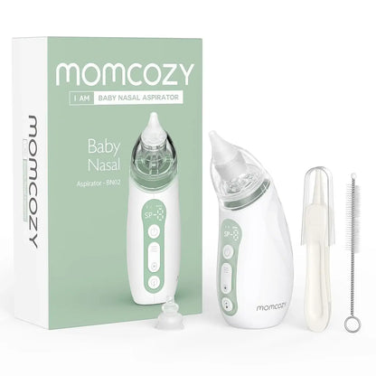 Baby Nasal Aspirator – Powerful Suction For Quick Nose Clearing + USB Rechargeable portable Momcozy electric nasal aspirator with accessories