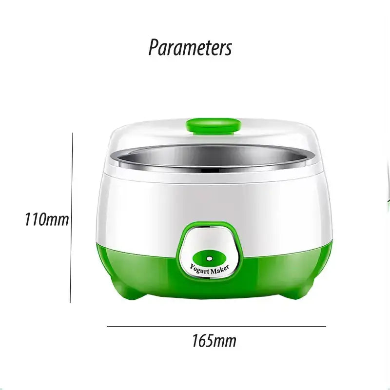Automatic Yogurt Maker – Creamy, Silky Yogurt Texture + 1L Stainless Steel Liner compact green white yogurt maker with stainless steel liner and dimensions