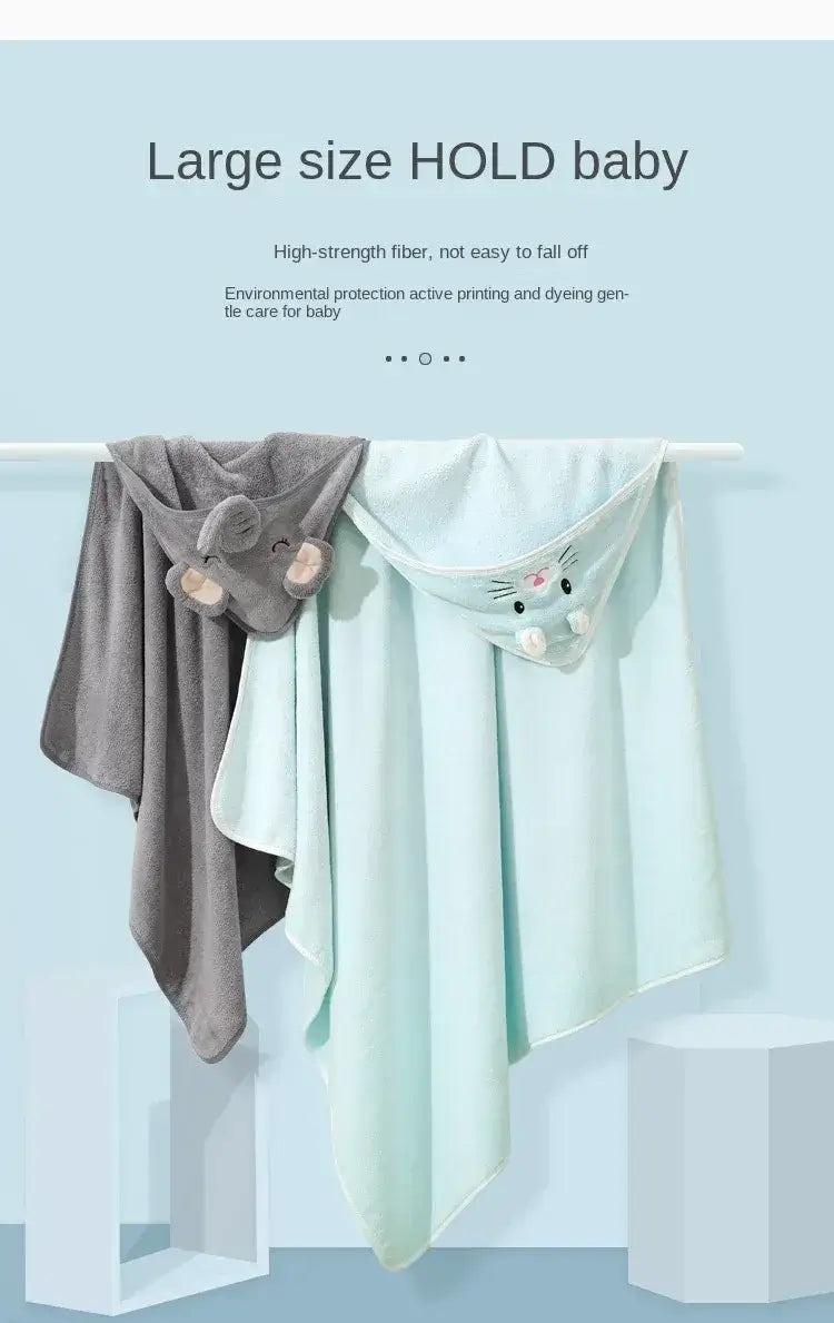 Baby Bath Towel – Luxuriously Ultra-Soft For Delicate Baby Skin + Hooded Design, 80x80 cm hanging mint and gray hooded towels with animal ears