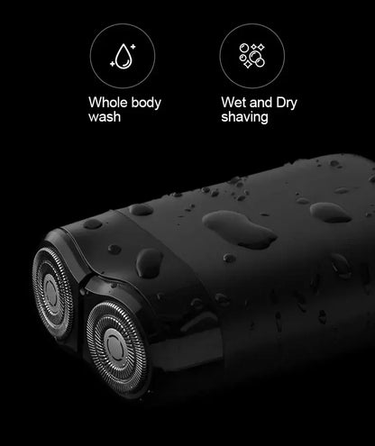 XIAOMI MIJIA S100 electric shaver with twin blades, IPX7 waterproof, wet and dry shaving, USB rechargeable.