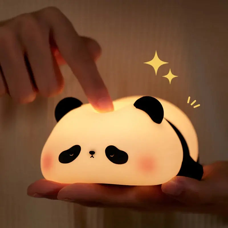 Panda LED Night Light USB Rechargeable Touch Lamp with Timer Settings - cute touch-activated panda night light for kids, USB rechargeable, built-in timer