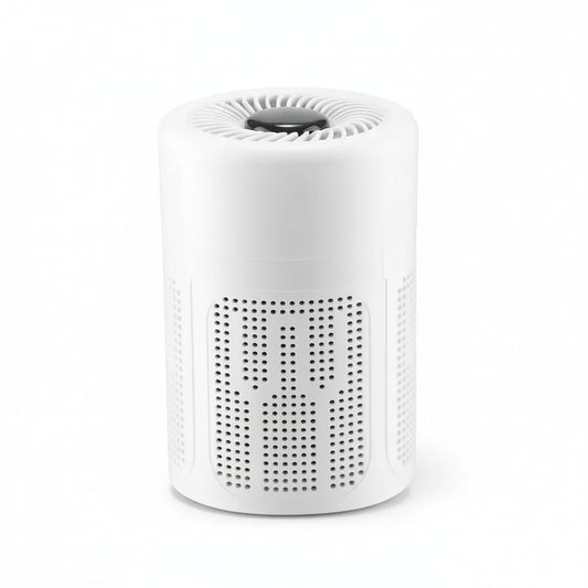 Compact desktop air purifier designed for effective odor elimination and air purification.