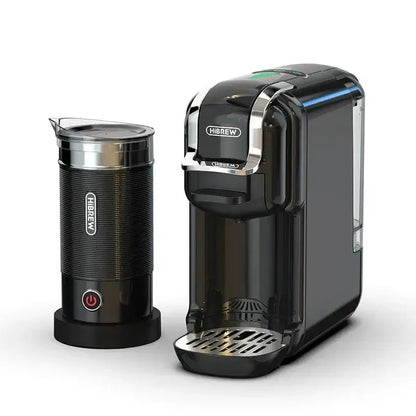 Fresh Coffee in Seconds – Nespresso & Dolce Gusto Compatible HiBREW 5‑in‑1 capsule and milk frother espresso machine