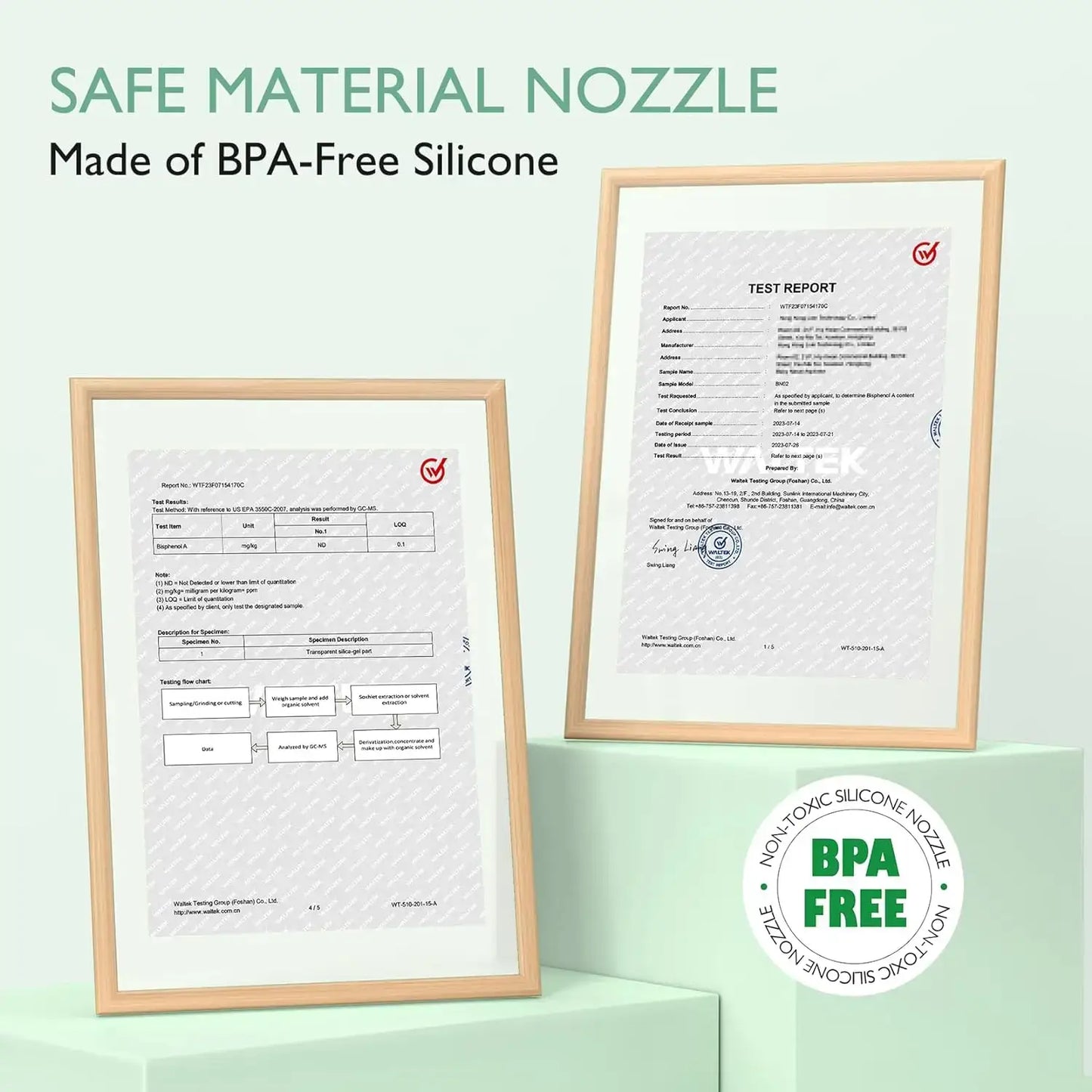 Baby Nasal Aspirator – Powerful Suction For Quick Nose Clearing + USB Rechargeable, BPA-free silicone nozzle with safety test report
