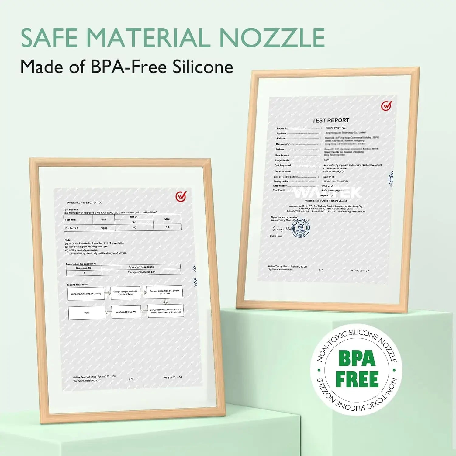 Baby Nasal Aspirator – Powerful Suction For Quick Nose Clearing + USB Rechargeable, BPA-free silicone nozzle with safety test report