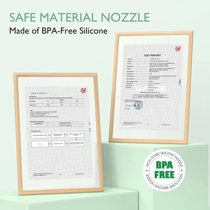 Baby Nasal Aspirator – Powerful Suction For Quick Nose Clearing + USB Rechargeable, BPA-free silicone nozzle with safety test report