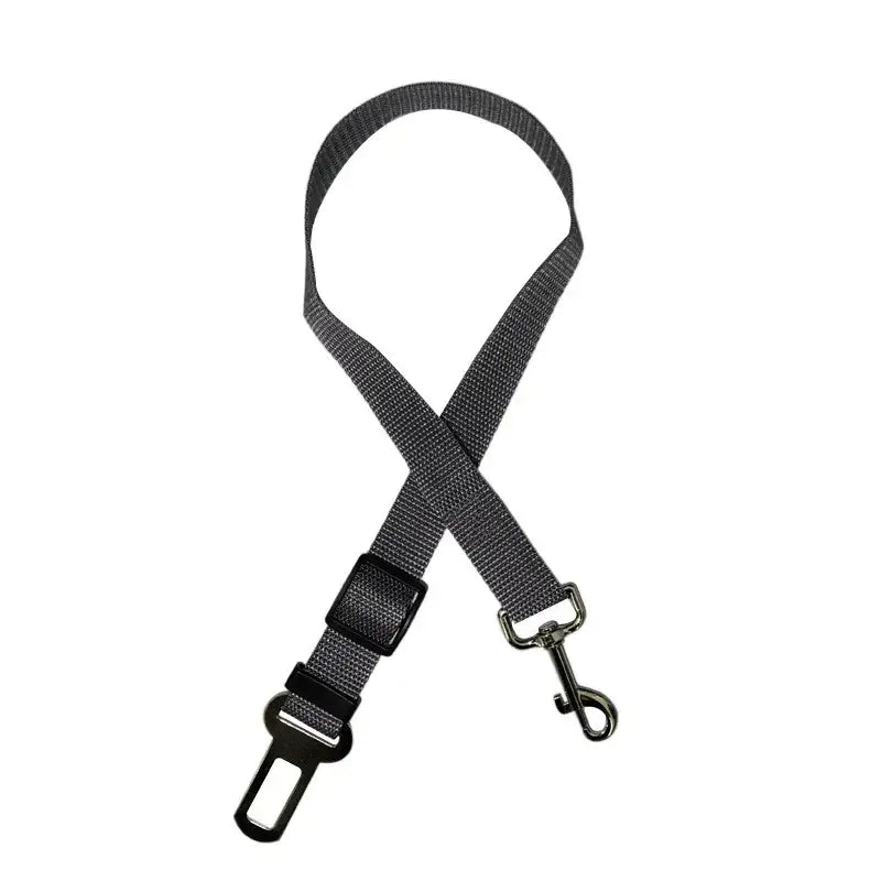 Dog Car Seat Belt Secure Travel Lever Clip Design For Universal Adjustable Fit Durable Polyester - grey adjustable strap with lever clip and seat buckle