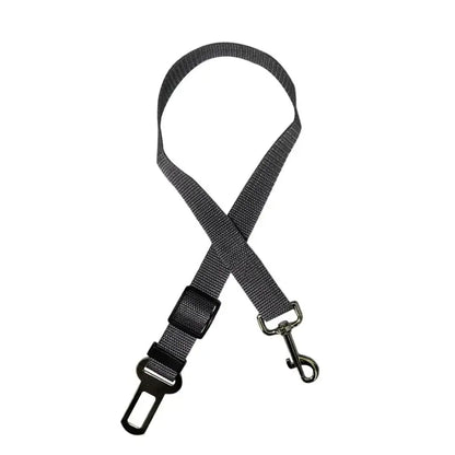 Dog Car Seat Belt Secure Travel Lever Clip Design For Universal Adjustable Fit Durable Polyester - grey adjustable strap with lever clip and seat buckle