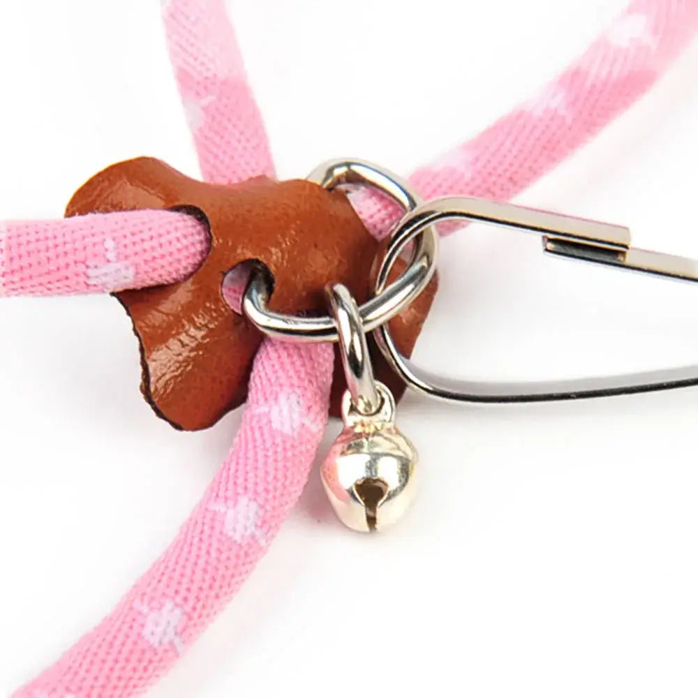 Small Animal Leash – Safe, Secure Walks + Pigskin Strap adjustable pink leash with pigskin strap, metal ring and safety bell