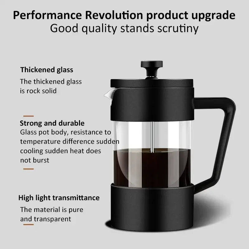 French Press - Bold Flavor + Heat Resistant Borosilicate Glass 350/600/1000ml thickened borosilicate glass coffee maker