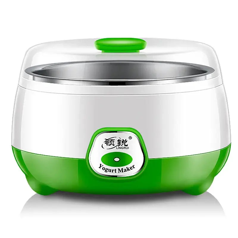Automatic Yogurt Maker – Creamy, Silky Yogurt Texture + 1L Stainless Steel Liner compact green white unit with 1L stainless liner