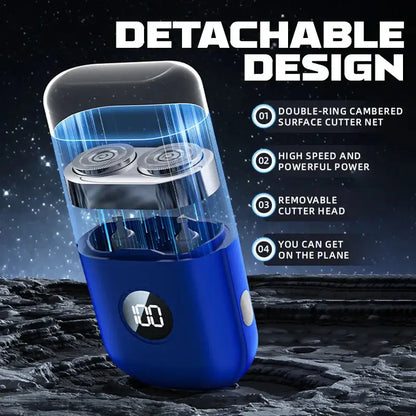 Rechargeable beard shaver showcasing detachable design and high-speed cutter for efficient grooming.