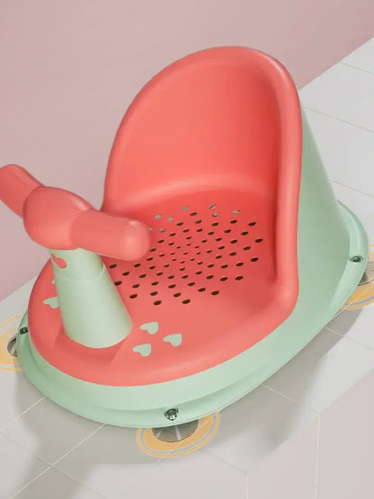 Anti-Slip Baby Bath Seat With Suction Cup Base and Detachable Armrests in pastel colors