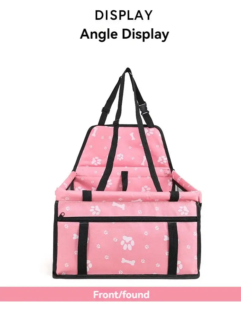 Pet Booster Seat – Safer Rides + Adjustable Seat Belt pink breathable dog cat car booster seat with adjustable straps