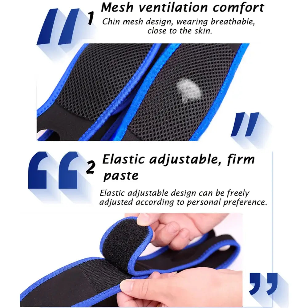 Face Slimming Bandage – Sculpt a Youthful V-Line Contour + Reusable Skin-Friendly One-Piece Strap mesh ventilation and adjustable strap close-up