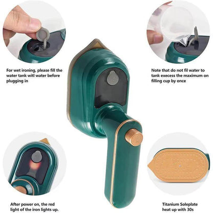 Garment Steamer – Wrinkle-Free Refresh On The Go + Foldable 180 Degree Rotating Head For Travel handheld green travel steamer with rotating head