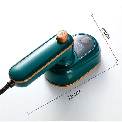 Garment Steamer – Wrinkle-Free Refresh On The Go + Foldable 180 Degree Rotating Head For Travel compact green travel steamer showing 115mm x 84mm dimensions