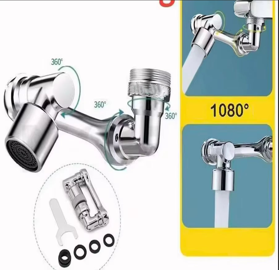 AquaTwist™ 1080° Rotating Faucet Sprayer – Universal Metal Tap Extender with Aerator Nozzle & 22/24mm Adaptor