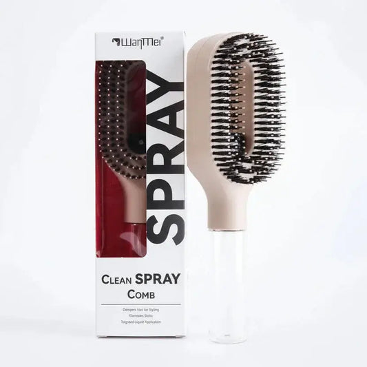 2-in-1 Spray Comb – Pain-Free Detangling for Smooth Hair compact spray bottle comb with detangling bristles and scalp massager