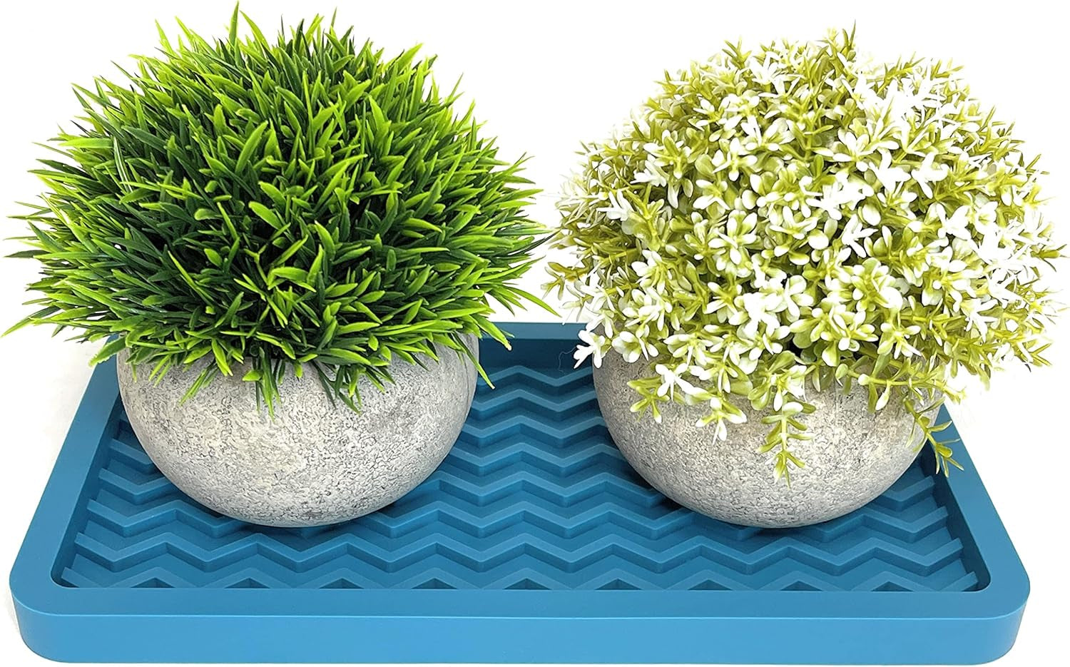 Happitasa Silicone Kitchen Sink Organizer Tray and Sponge Holder | Zigzag Style (COOL GREY, 10" X 5.25")