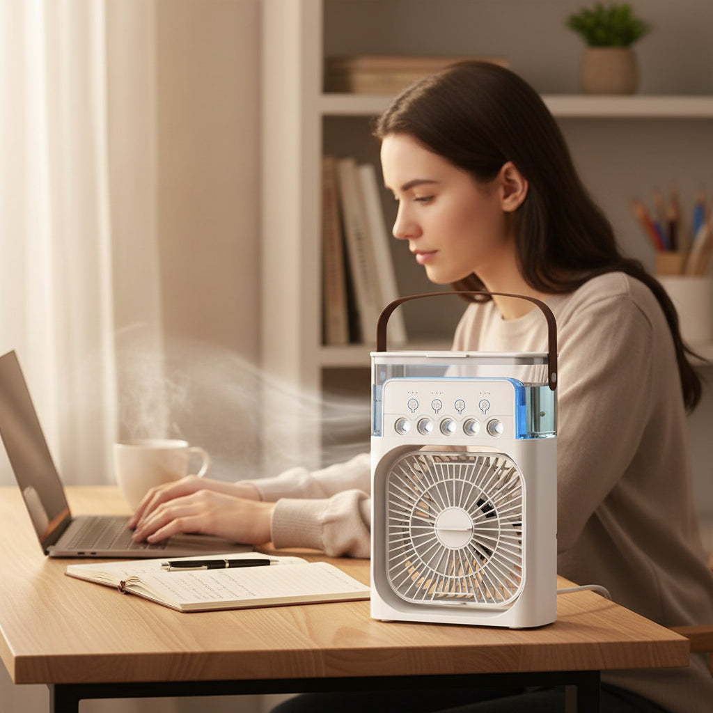 2026 portable fan 3-in-1, air conditioner, small household air cooler, night LED light, humidifier, air conditioning, household by Inovia Store