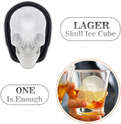 Extra Large 3D Skull Ice Cube Mold Silicone Ice Molds for Whiskey Skull Ice Cube Trays with Funnel for Big Mouth Cup Skull Ice Maker with Resin Chocolate Sugar Whiskey Ice Mold for Parties